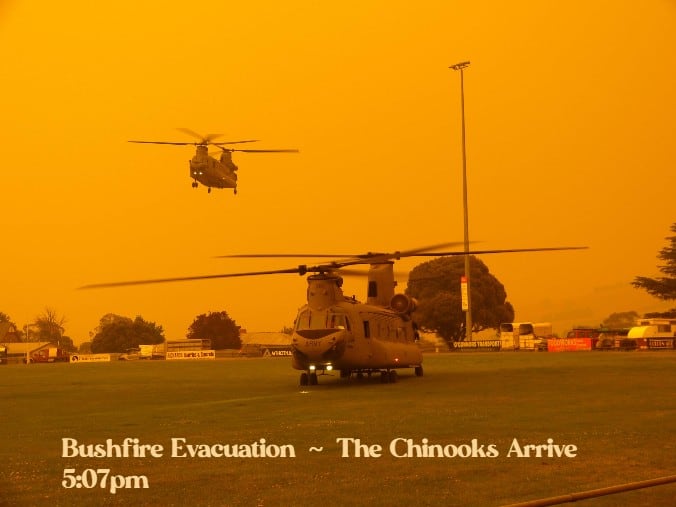 Fire In The Sky. Chinnook Helicopters.